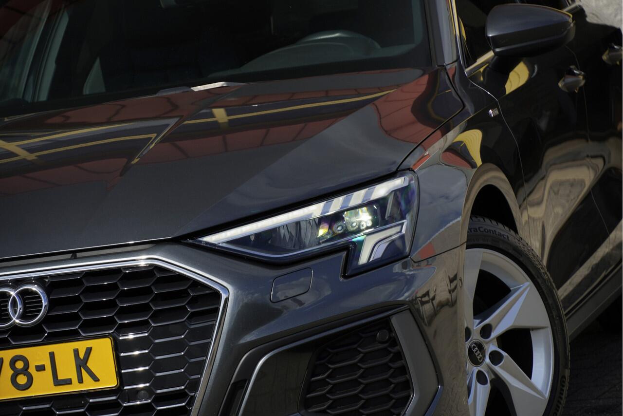 Audi A3 Limousine 35 TFSI 150PK! Automaat S-Edition S-Line BJ2021 Lmv 17" | Led V+A | Pdc | Navi | Dynamische knipperlichten | Sideskirts | App-Connect | Virtual cockpit | Climate control | Cruise control | Sportstoelen | S-Line stuurwiel | Lederen bekleding | Zw