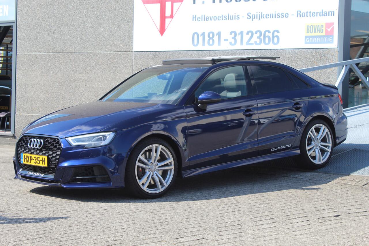 Audi A3 Limousine 2.0 TFSI S3 quattro Panoramadak/Navigatie/Virtual cockpit/Parkeersensoren rondom/Apple carplay/Adaptive cruise control/Stoelverwarming/Climate control/DAB/18'' Lichtmetalen velgen.