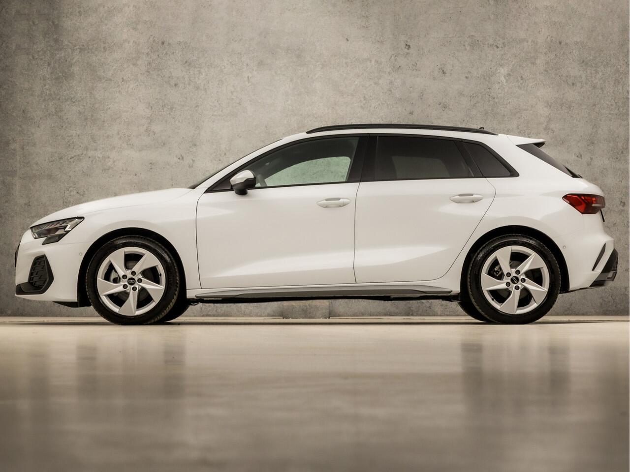 Audi A3 SPORTBACK 30 TFSI S-Line Sport Automaat (2X S-LINE, APPLE CARPLAY, HEAD-UP DISPLAY, SONOS AUDIO, GROOT NAVI, CAMERA, LEDEREN SPORTSTOELEN, STOELVERWARMING, ADAPTIVE CRUISE, SFEERVERLICHTING, KEYLESS, NIEUWSTAAT)