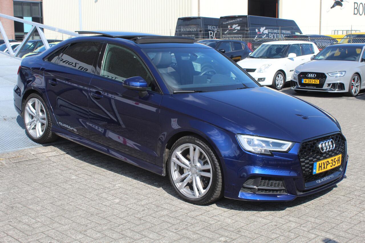 Audi A3 Limousine 2.0 TFSI S3 quattro Panoramadak/Navigatie/Virtual cockpit/Parkeersensoren rondom/Apple carplay/Adaptive cruise control/Stoelverwarming/Climate control/DAB/18'' Lichtmetalen velgen.