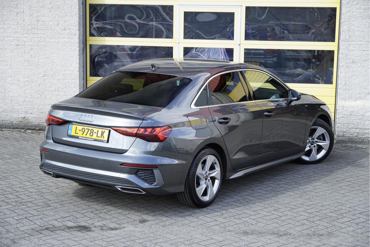 Audi A3 Limousine 35 TFSI 150PK! Automaat S-Edition S-Line BJ2021 Lmv 17" | Led V+A | Pdc | Navi | Dynamische knipperlichten | Sideskirts | App-Connect | Virtual cockpit | Climate control | Cruise control | Sportstoelen | S-Line stuurwiel | Lederen bekleding | Zw