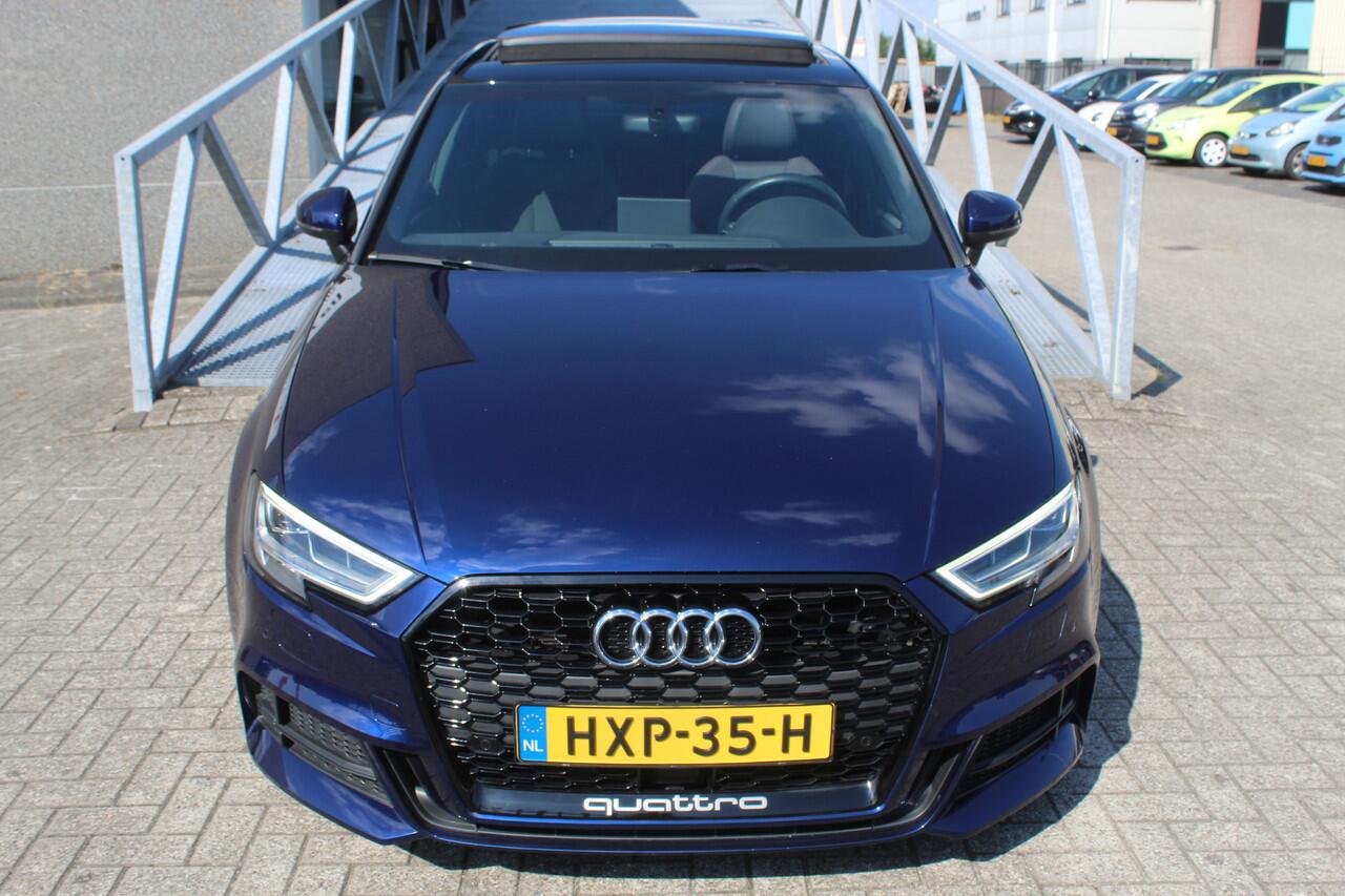 Audi A3 Limousine 2.0 TFSI S3 quattro Panoramadak/Navigatie/Virtual cockpit/Parkeersensoren rondom/Apple carplay/Adaptive cruise control/Stoelverwarming/Climate control/DAB/18'' Lichtmetalen velgen.
