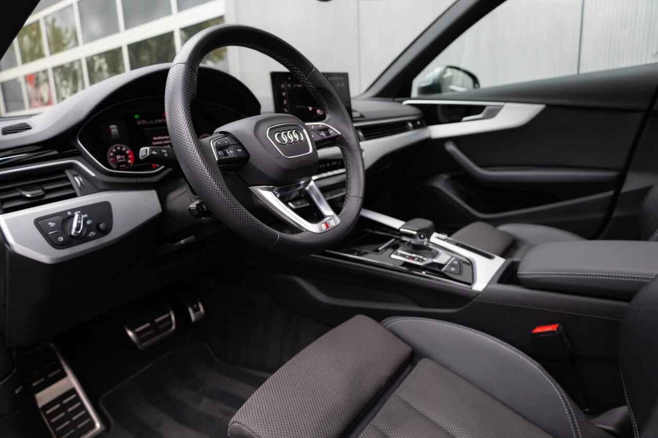 Audi A4 Avant 40 TFSI 204 pk S-Edition / Pano-Dak/ Adap.Cruise/ Sport-Stoelen/ Stoel.Verw/ Matrix-Led/ Virtual/ Black-Optiek/ Trekhaak/ 19'' LMV