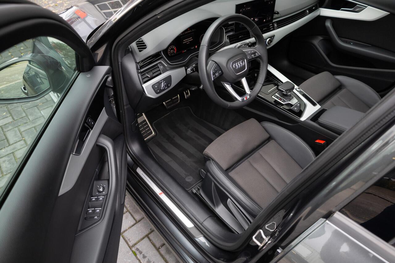 Audi A4 Avant 40 TFSI 204 pk S-Edition / Pano-Dak/ Adap.Cruise/ Sport-Stoelen/ Stoel.Verw/ Matrix-Led/ Virtual/ Black-Optiek/ Trekhaak/ 19'' LMV