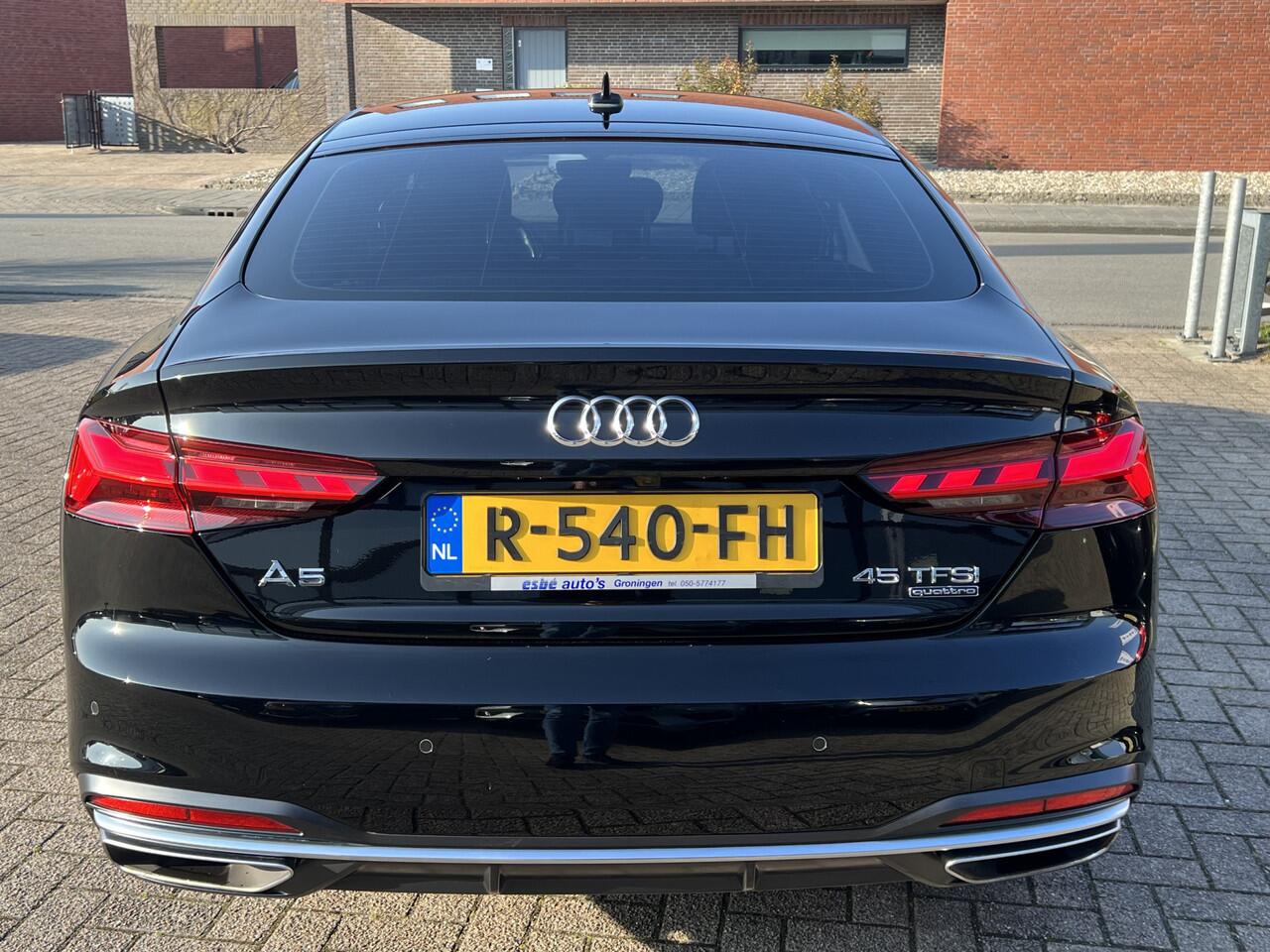 Audi A5 Sportback 45 TFSI 245 pk Quattro Sport Automaat Trekhaak Led Matrix koplampen Standkachel Stoelverwarming Sportstoelen Navi on Demand Carplay Android Mild Hybride