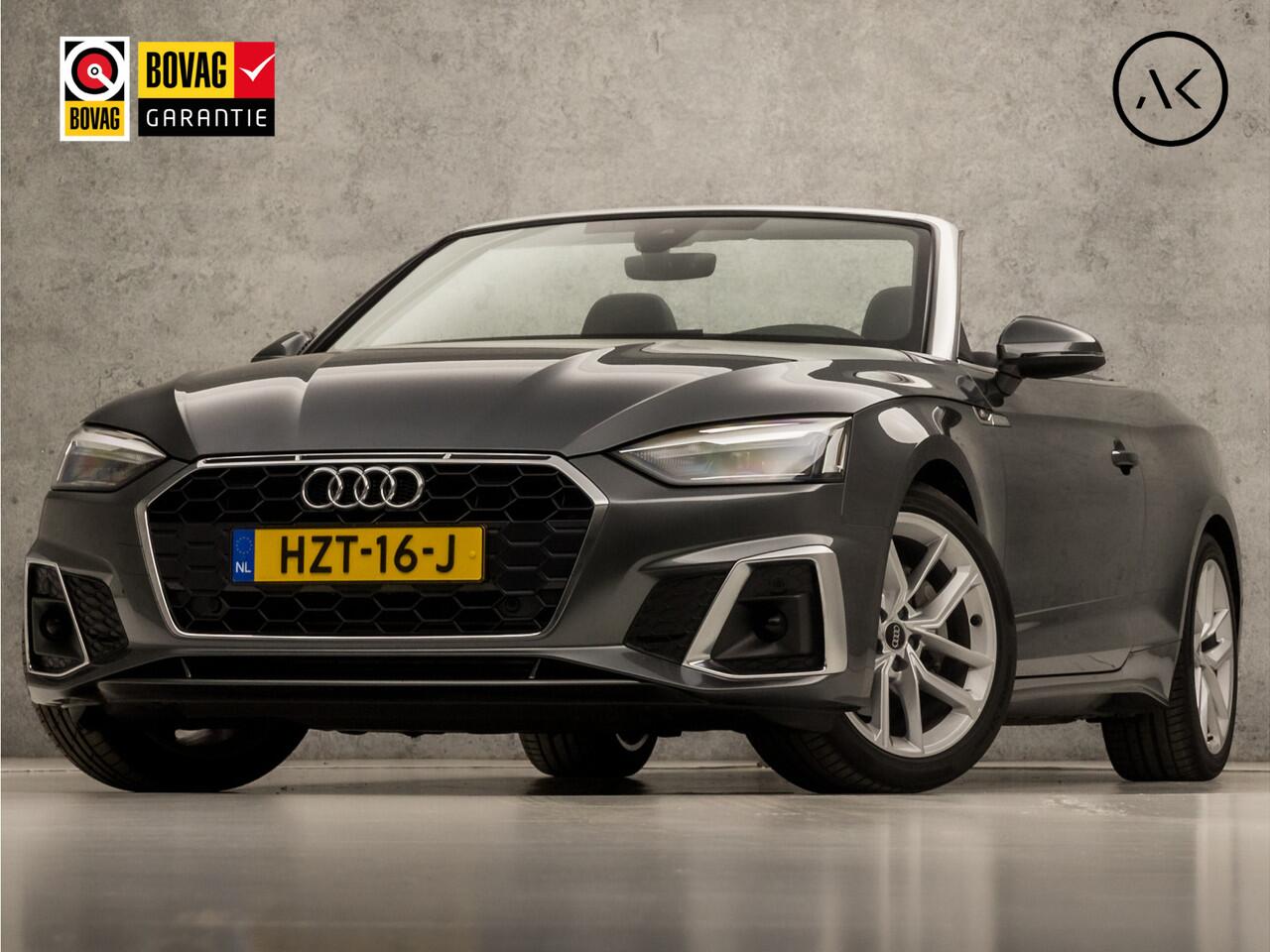 Audi A5 Cabriolet 40 TFSI S-Line Sport 204Pk Automaat (VIRTUAL COCKPIT, APPLE CARPLAY, GROOT NAVI, LEDER/ALCANTARA, MEMORY SEATS, ADAPTIVE CRUISE, STOELVERWARMING, SFEERVERLICHTING, KEYLESS, DAB+, NIEUWSTAAT)