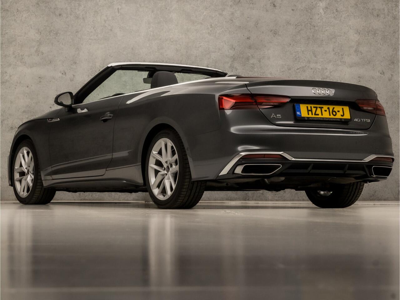 Audi A5 Cabriolet 40 TFSI S-Line Sport 204Pk Automaat (VIRTUAL COCKPIT, APPLE CARPLAY, GROOT NAVI, LEDER/ALCANTARA, MEMORY SEATS, ADAPTIVE CRUISE, STOELVERWARMING, SFEERVERLICHTING, KEYLESS, DAB+, NIEUWSTAAT)