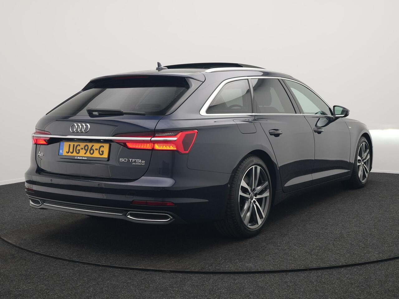 Audi A6 Avant 50 TFSI e quattro S Line Panodak Plug In Hybrid 300pk PHEV | Trekhaak | Head Up | Bang & Olufsen | Lederen Sportstoelen Verwarmd | Adaptive Cruise | Apple Carplay | Camera | Blis | Navigatie | Virtual | DAB |
