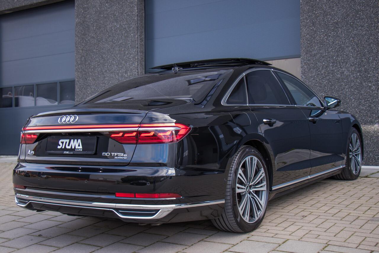 Audi A8 60 TFSI e Quattro Pro Line Plus | PHEV | Pano | Luchtvering | B&O | Matrix Laser LED | Alcantara Hemel | Leder Uitgebreid | Tour | Piano Lak | Sfeer | 3D 360 View | HUD | Dealer Onderhouden | Garantie