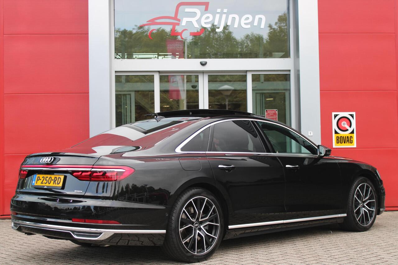Audi A8 60 TFSI 450PK e-HYBRID QUATTRO PRO LINE PLUS | PANORAMISCH SCHUIF/KANTEL DAK | STUUR/STOEL VERWARMING | ELEKTRISCH BEDIENBAAR STUURKOLOM | SFEER VERLICHTING | COMFORT HOOFDSTEUNEN | LICHTMETALEN VELGEN 20" | BANG & OLUFSEN SOUND SYSTEM | SERVOSLUITING VOO