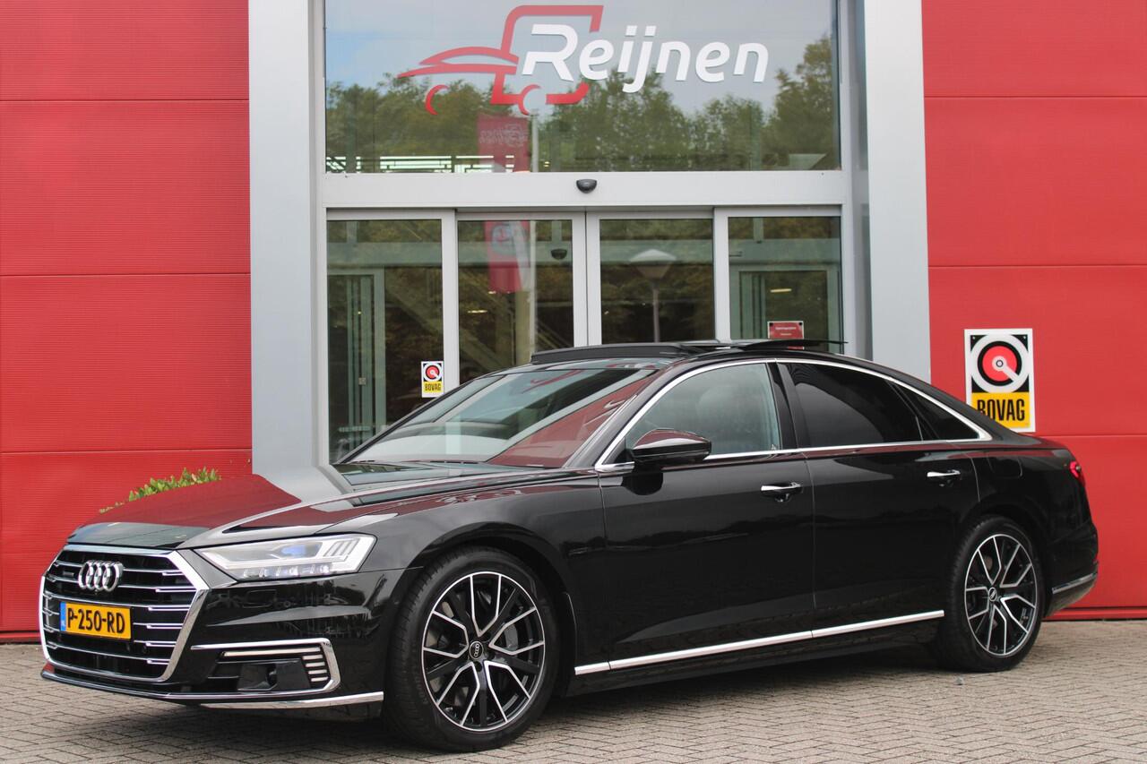Audi A8 60 TFSI 450PK e-HYBRID QUATTRO PRO LINE PLUS | PANORAMISCH SCHUIF/KANTEL DAK | STUUR/STOEL VERWARMING | ELEKTRISCH BEDIENBAAR STUURKOLOM | SFEER VERLICHTING | COMFORT HOOFDSTEUNEN | LICHTMETALEN VELGEN 20" | BANG & OLUFSEN SOUND SYSTEM | SERVOSLUITING VOO
