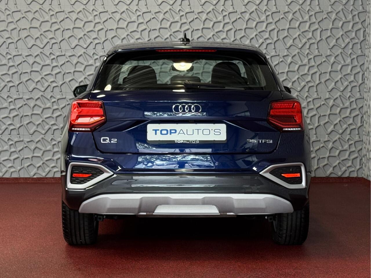 Audi Q2 35 TFSI 1.5 S EDITION NAVARRA BLAUW ELEK.KLEP 150PK VIR.COCKPIT 18''LMV TOUCHSCREEN CARPLAY NAVI CAMERA LED STOELVERW. PDC 03/2025 "Audi rijden begint bij Topautos.nl - 20 Audi topmodellen direct op voorraad!"