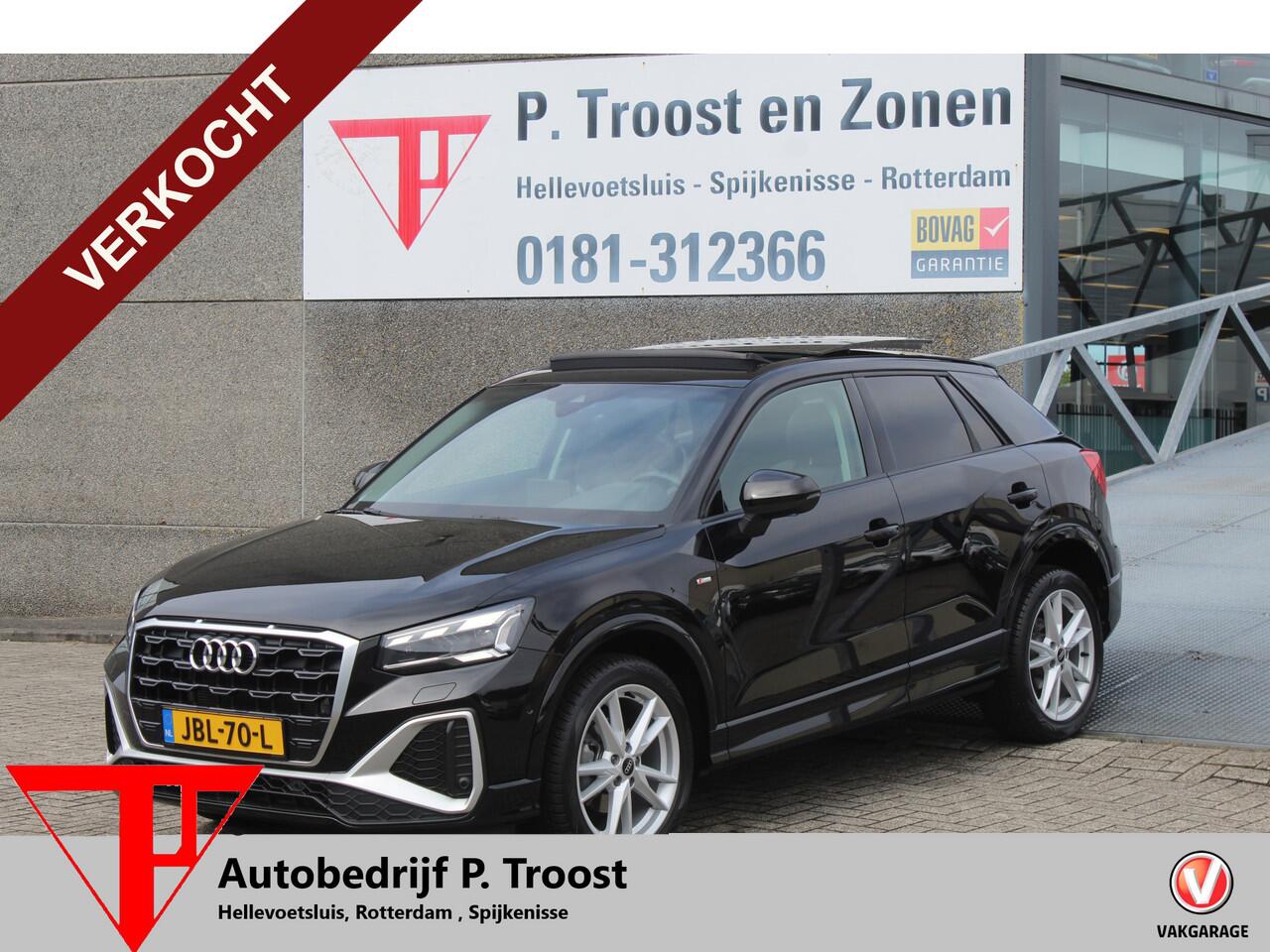 Audi Q2 35 TFSI S-line Automaat/Panoramadak/Navigatie/Virtual cockpit/Achteruitrijcamera/Parkeersensoren rondom/Apple carplay/Stoelverwarming/Climate control/Elektrische achterklep/Cruise control/Draadloze telefoonlader/DAB/18'' Lichtmetalen velgen.