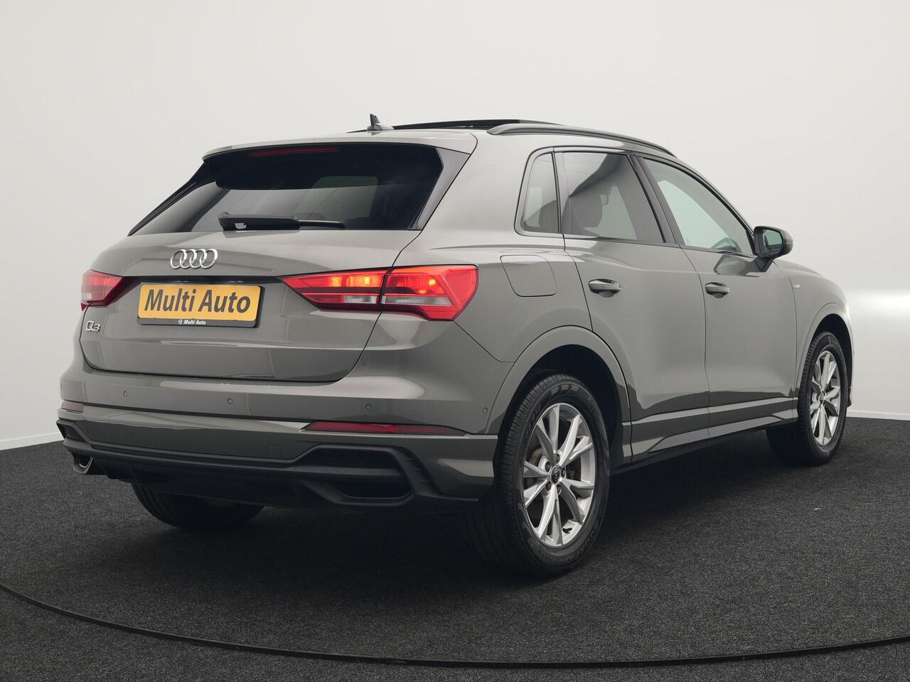 Audi Q3 45 TFSI e S Line Plug In Hybrid 245pk Dealer O.H PHEV | Trekhaak Af Fabriek | Panodak | Adaptive Cruise | Sportstoelen Verwarmd | Apple Carplay | Keyless | Navigatie | Virtual | DAB |