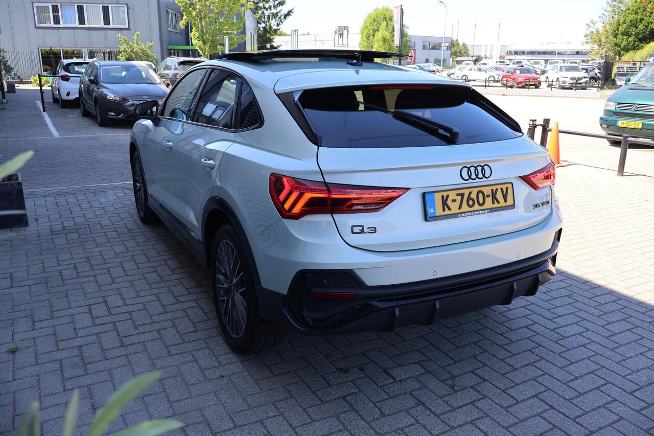 Audi Q3 Sportback 35 TFSI S Edition 2e Eigenaar | Dealer Onderh | NL-Auto | BTW | Pano | S-Line | Sfeer | B&O | Donkere Hemel | Vitrual Cockpit | Stoelverwarming | ELek Klep | Navi | PDC | Full Led | Carplay | Climate