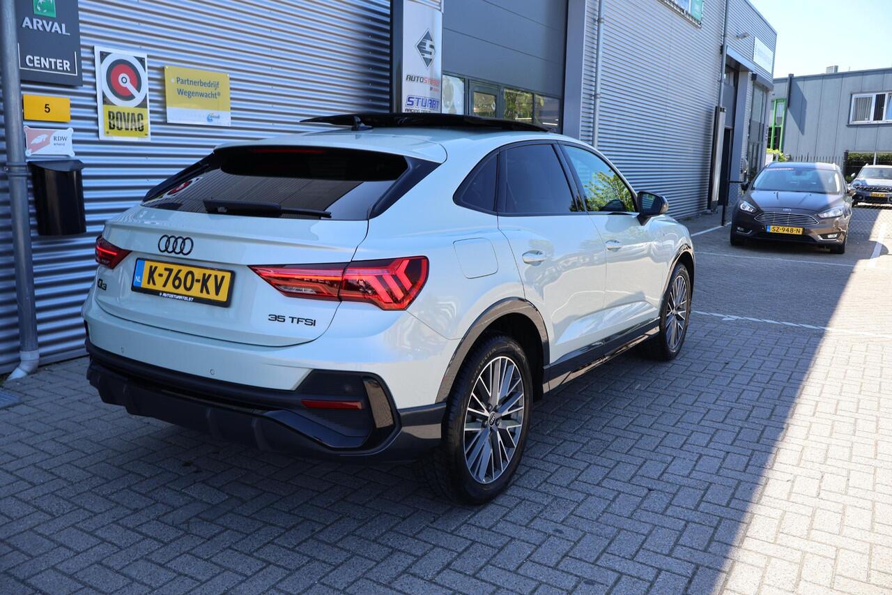 Audi Q3 Sportback 35 TFSI S Edition 2e Eigenaar | Dealer Onderh | NL-Auto | BTW | Pano | S-Line | Sfeer | B&O | Donkere Hemel | Vitrual Cockpit | Stoelverwarming | ELek Klep | Navi | PDC | Full Led | Carplay | Climate
