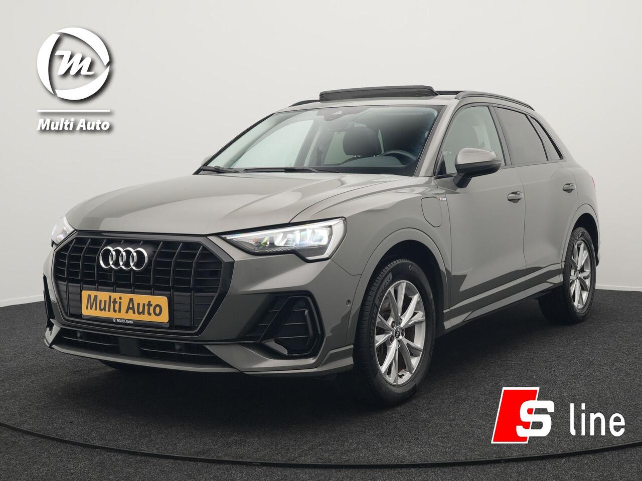Audi Q3 45 TFSI e S Line Plug In Hybrid 245pk Dealer O.H PHEV | Trekhaak Af Fabriek | Panodak | Adaptive Cruise | Sportstoelen Verwarmd | Apple Carplay | Keyless | Navigatie | Virtual | DAB |
