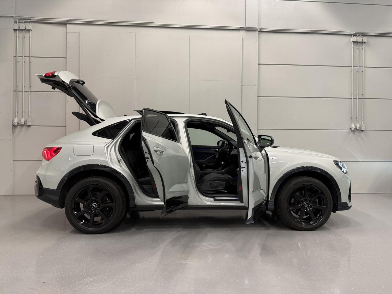 Audi Q3 Sportback 45 TFSI e S-Line 19"BLACK-RS/PANO/B&O/TREKHAAK/VOL-LEER/MATRIX/MEMORY/SFEER/ACC/KEYLESS/ALCANTARA-INTERIEURDELEN/PRIVACY/BLACK-OPTIC/TAUSILBER/VOLLEDIG AUDI DEALER HISTORIE