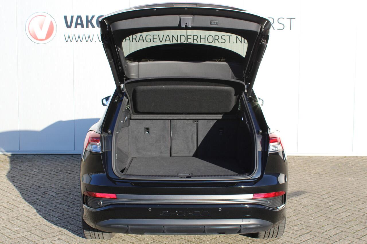 Audi Q4 e-tron 50 quattro S-Edition 77kWh. ELEKTRISCH ! Voorzien van diverse opties ! Autm. airco dual, navigatie, telefoonvoorb., elektr. panodak, LM wielen, DAB radio, camera, parkeersensoren, head-up display, elektr. achterklep, lederen int., stoel- en stuurwiel verw