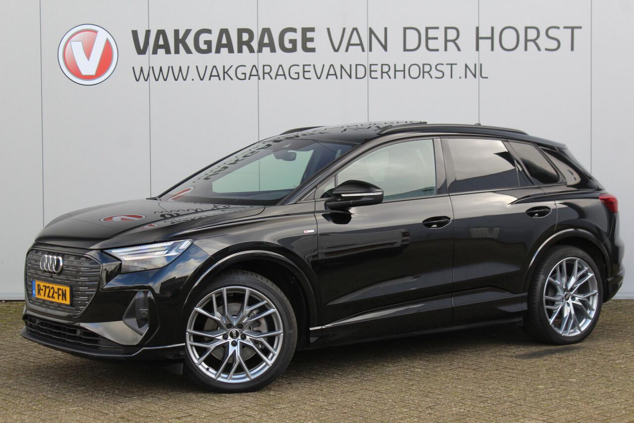 Audi Q4 e-tron 50 quattro S-Edition 77kWh. ELEKTRISCH ! Voorzien van diverse opties ! Autm. airco dual, navigatie, telefoonvoorb., elektr. panodak, LM wielen, DAB radio, camera, parkeersensoren, head-up display, elektr. achterklep, lederen int., stoel- en stuurwiel verw