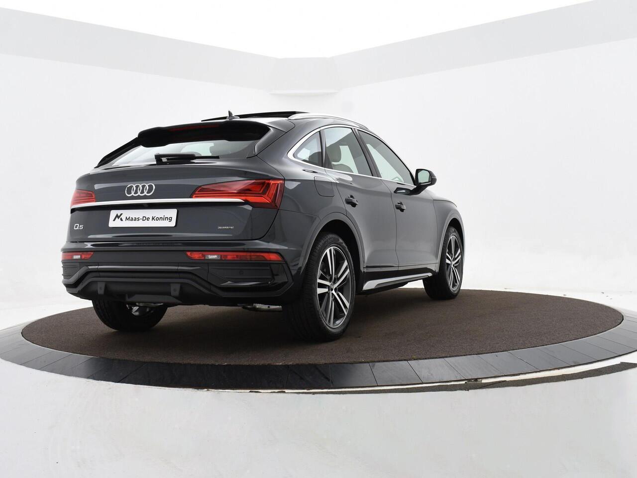 Audi Q5 Sportback Advanced edition 50 TFSI e 220 kW/299 PK · Luchtvering · Glazen panoramadak · Ass. pakket City + Tour · Lederen bekleding