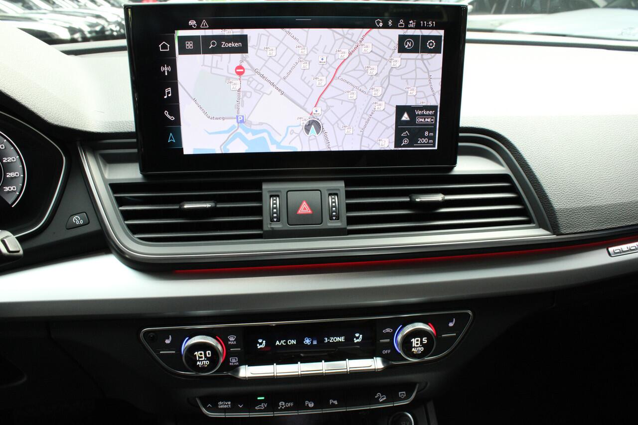 Audi Q5 50 TFSI e quattro Panodak 360° Virtual Memory seats ACC Elektr. uitklapbare trekhaak Elektr. bedienbaar achterklep Assistentiepakket 'Tour' Sportstoelen PDC Keyless Climate (3-zone) Stoelverwarming Cruise LM velgen BTW auto