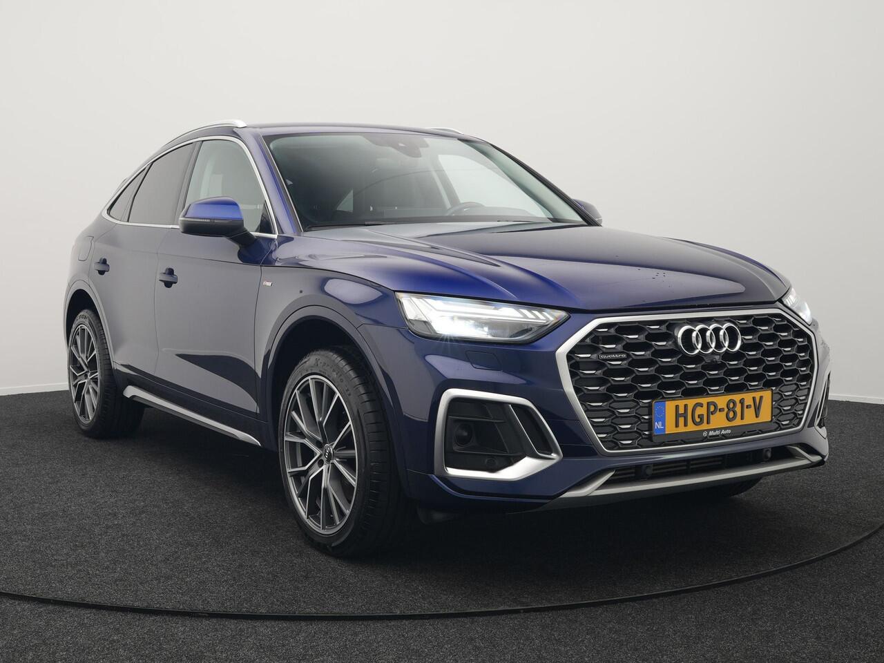 Audi Q5 Sportback 55 TFSI e Quattro S-Line Plug in Hybrid PHEV | Trekhaak af Fabriek | Alcantara Sportstoelen Verwarmd | Adaptive Cruise | Apple Carplay | Virtual | Navigatie | Camera | DAB |