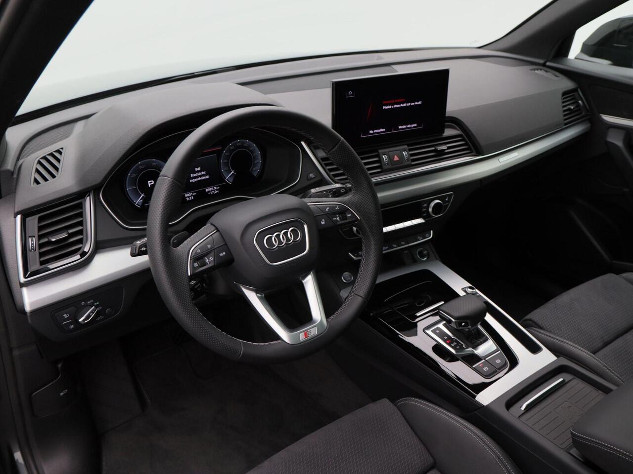 Audi Q5 55 TFSi e 367 Pk Automaat S-Line | Panoramadak | Adaptive Cruise | CarPlay | Stoelverwarming | Climate Control | Stuurverwarming | 360 camera | Trekhaak | 21 inch | 8.999 Km!!