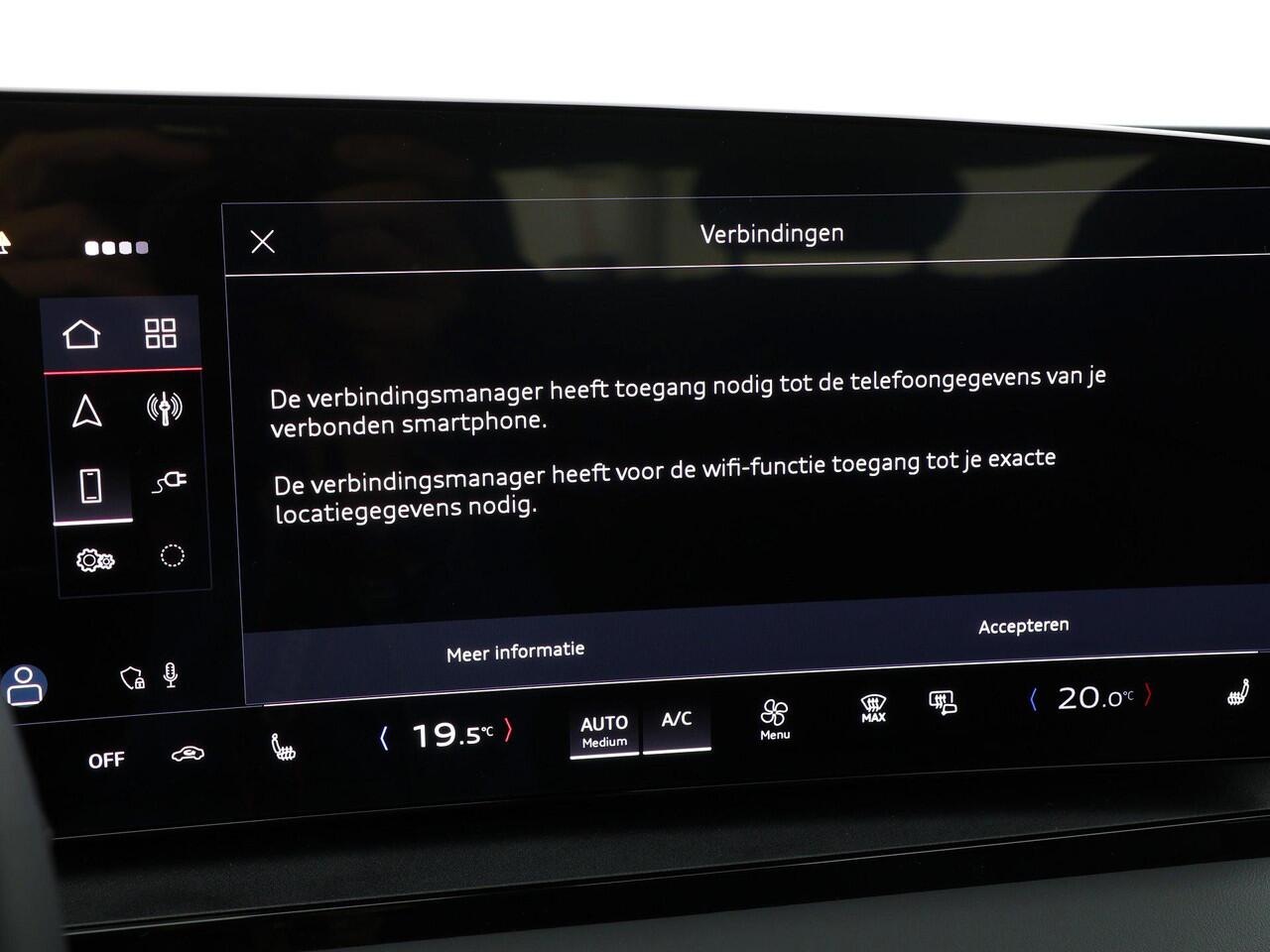 Audi Q6 e-tron Advanced edition 252 PK · Trekhaak, mechanisch draaibaar · Sportstoel zwart leder-kunstl. · 2-spaaks sport mf afgevl. padd