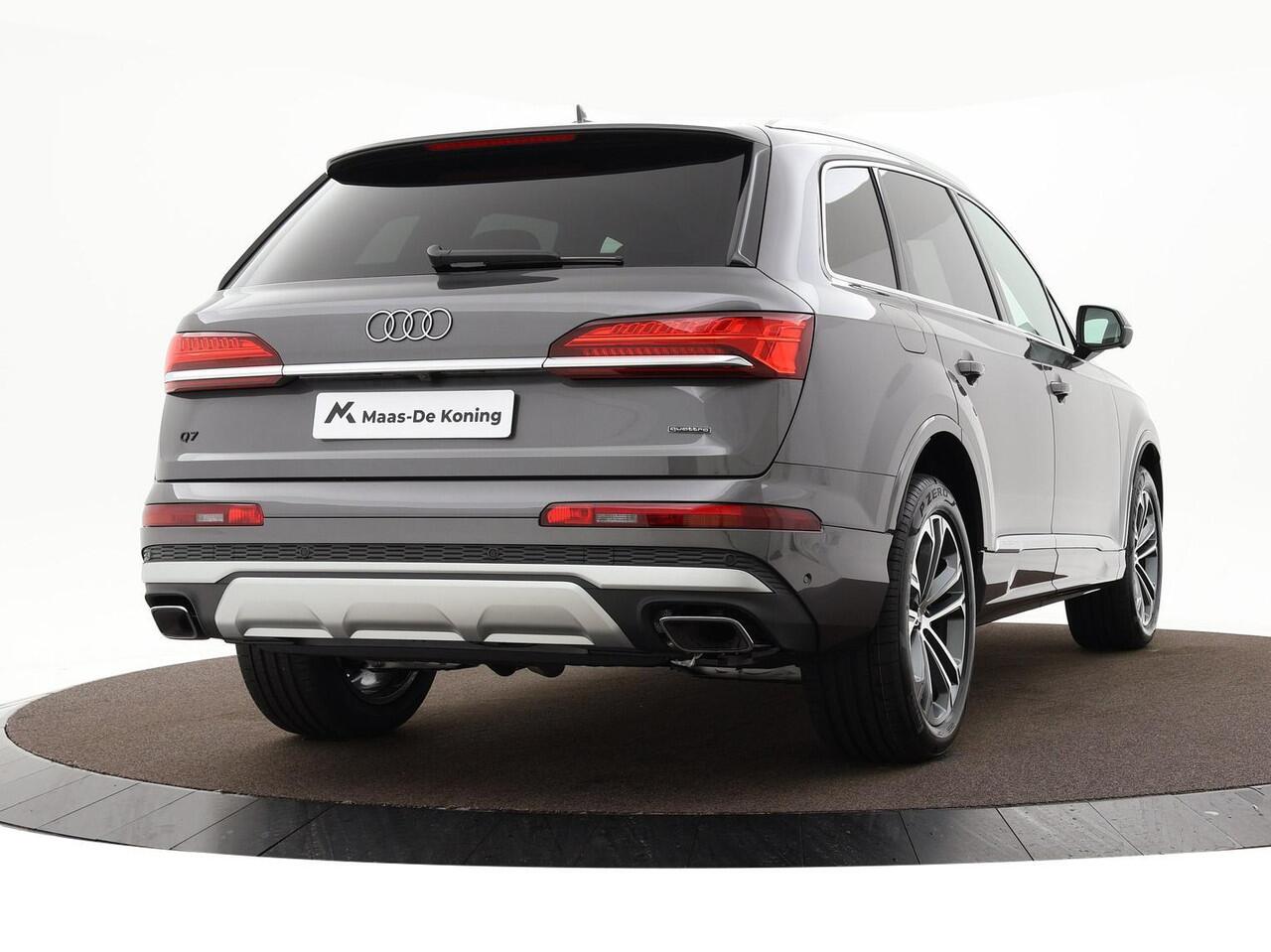Audi Q7 Pro Line Advanced 55 TFSI e 394 PK · Assist. pakket parking plus + tour + city · Comfortsleutel · Trekhaak · Stoelverwarming voor + achter · Stoelmassage + ventilatie