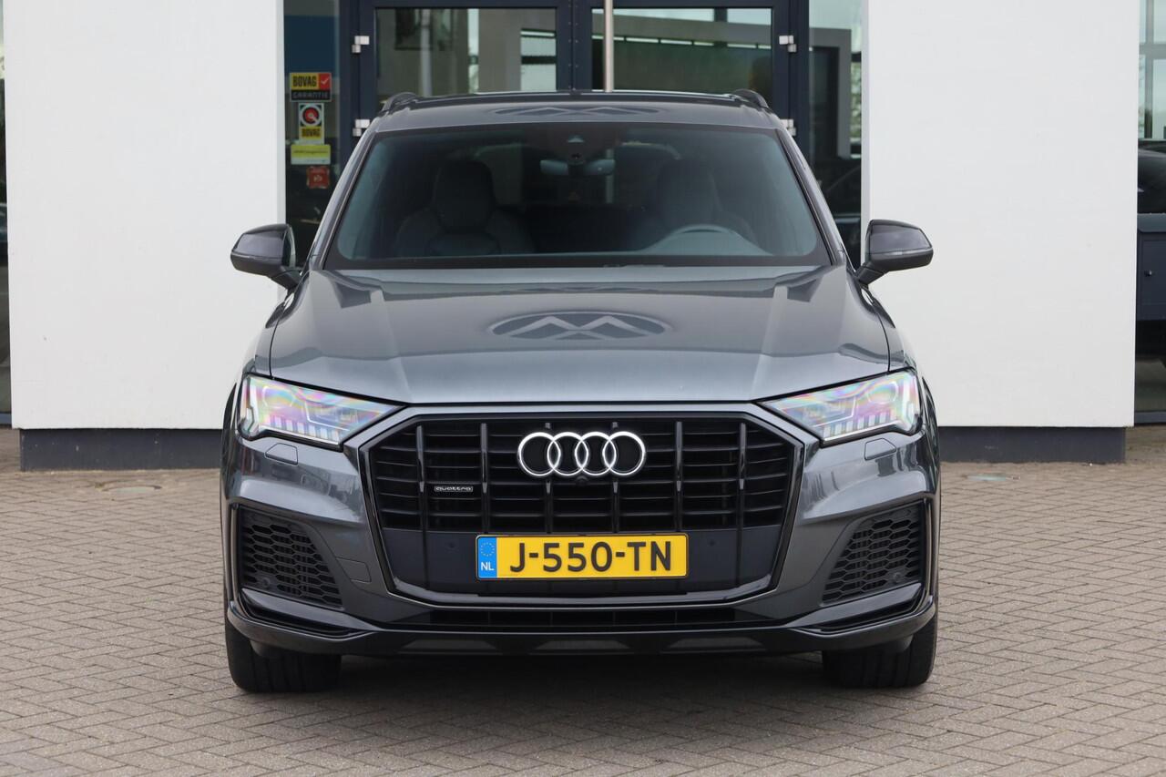 Audi Q7 55 TFSI e quattro Pro Line S 380PK / 280kW Hybride, Lederen bekleding, 21" LMV, honingraat, servo sluiting portieren, dodehoek sensor, achteruitrijcamera, parkeersensoren voor en achter, voorstoelen verwarmbaar, Bose Sound System, verstelbare achterbank, 