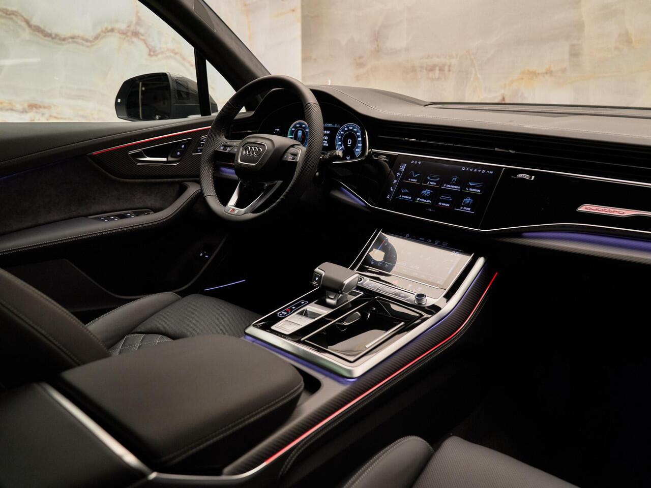 Audi Q7 60 TFSI e Quattro Pro Line S Competition, pano, B&O adv., carbon extr., nachtzicht, 4W-best, massage, OLED, S sportstoelen, HUD, Laserlicht, 22", NP170k