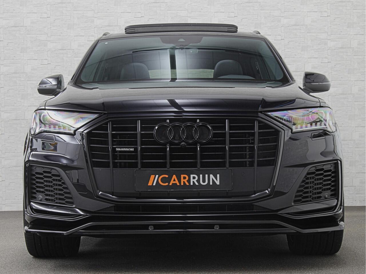 Audi Q7 55 TFSI e S-Line | Panorama | Leder | Luchtvering | LED-Matrix | Keyless-Go | 22 inch | Memory | Stoelverwarming V+A | Camera | Virtual-Cockpit | 3-Zone Clima | Draadloos Laden | Standkachel | Getint Glas |