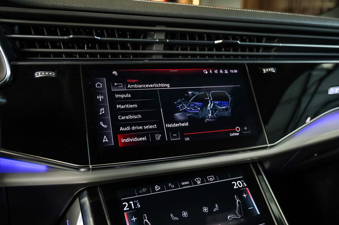 Audi Q7 55 TFSI e quattro S-Line Black, Sportst. Electr/ Memory, Adaptive Air, ACC, Head-Up, Bose Sound, Virtual Cockpit, Stand verw, Top View, Stuur verwarmd, Soft Close, Keyless, 4 Zone, Matrix, Tour/ Park/ Ambiente+/ City/ Spiegel Pakket, Trekhaak Electr, 21'