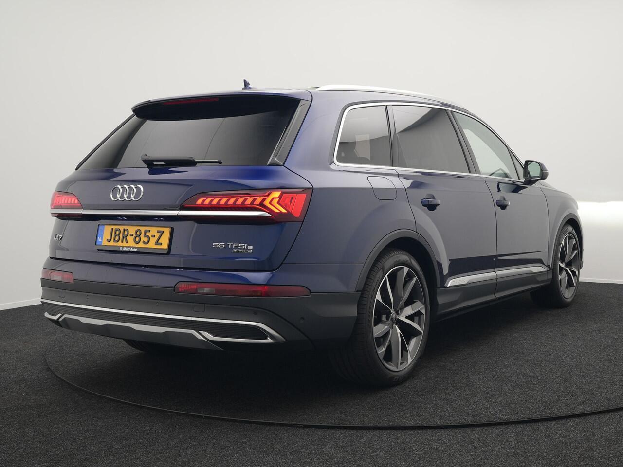 Audi Q7 55 TFSI e Quattro Pro Line Plug In Hybrid 381pk Dealer O.H PHEV | Luchtvering | Trekhaak Af Fabriek | Panodak | Adaptive Cruise | 21 "L.M Matrix LED | Camera | Lederen Sportstoelen Memory & Ventilatie | Navigatie | Keyless | Virtual | DAB | Softclos