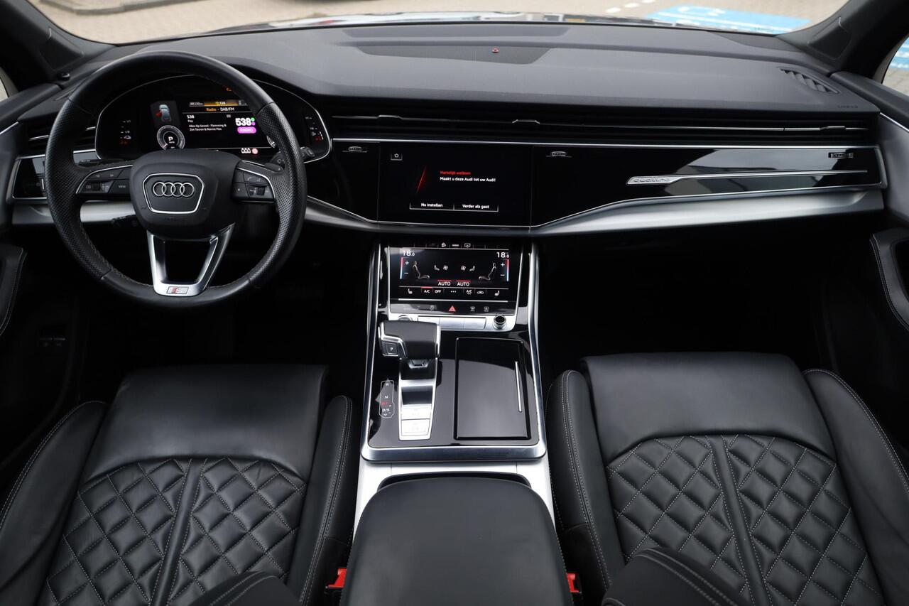Audi Q7 55 TFSI e quattro Pro Line S 380PK / 280kW Hybride, Lederen bekleding, 21" LMV, honingraat, servo sluiting portieren, dodehoek sensor, achteruitrijcamera, parkeersensoren voor en achter, voorstoelen verwarmbaar, Bose Sound System, verstelbare achterbank, 