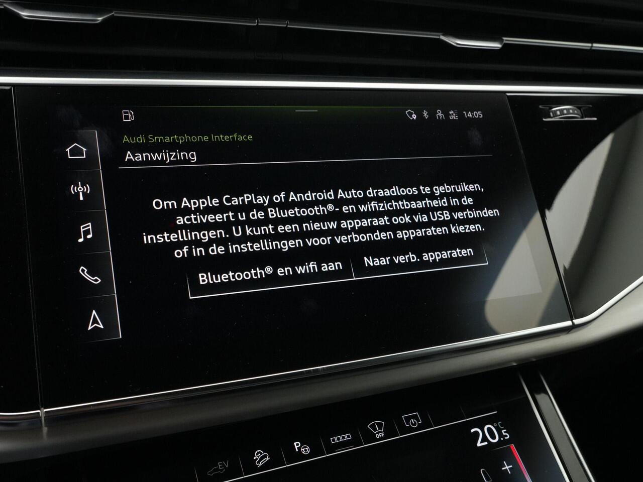 Audi Q7 55 TFSI e 381 pk Tiptronic quattro Pro Line S / S-Line | Panoramadak | Trekhaak | Head-Up Display | Rondomzicht camera | Carbon spiegelkappen | Zwart optiekpakket plus | 21 inch