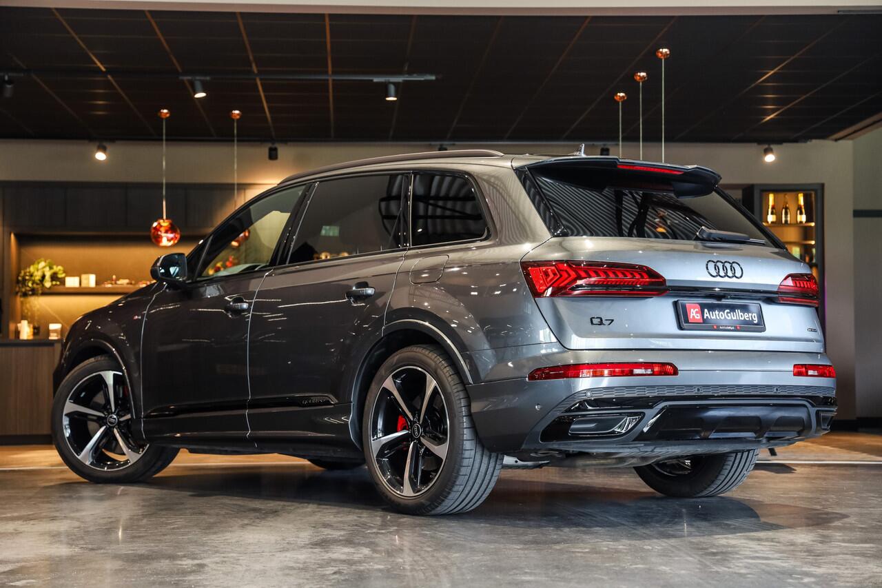 Audi Q7 55 TFSI e quattro S-Line Black, Sportst. Electr/ Memory, Adaptive Air, ACC, Head-Up, Bose Sound, Virtual Cockpit, Stand verw, Top View, Stuur verwarmd, Soft Close, Keyless, 4 Zone, Matrix, Tour/ Park/ Ambiente+/ City/ Spiegel Pakket, Trekhaak Electr, 21'