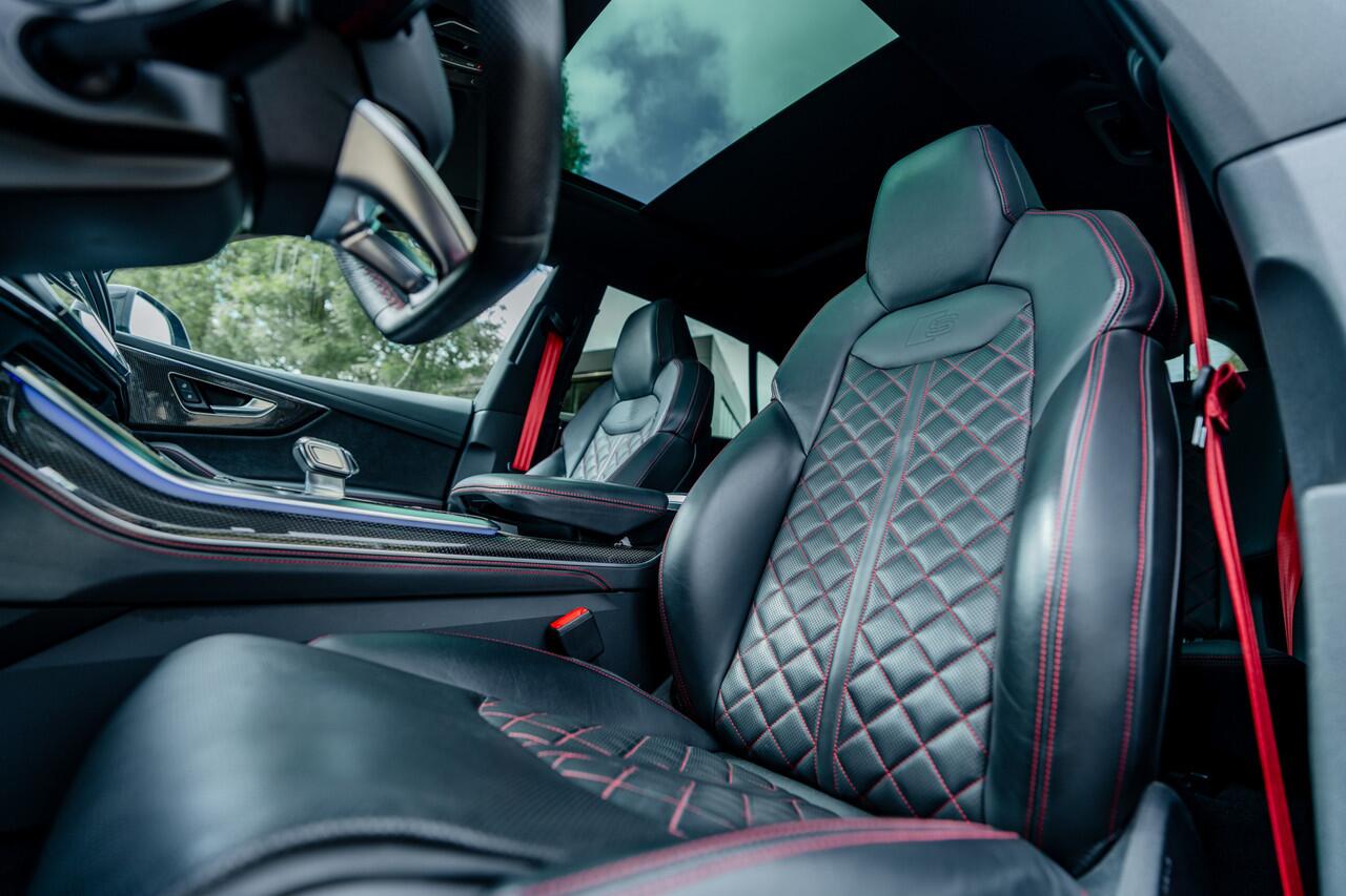 Audi Q8 55 TFSIe 465 pk quattro ABT Aero Pro Line S | ABT Power S 465pk | Panoramadak | Carbon exterieur pakket | Uitgebreid leder pakket | Rode stiksels | B&O premium | panorama dak | Matrix LED | massage | S-Sportstoelen