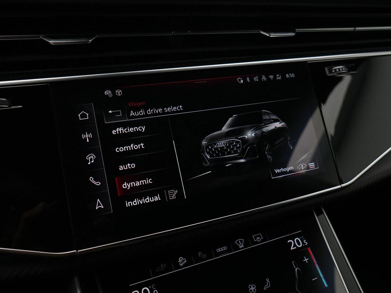 Audi Q8 60 TFSI e quattro 490 PK | Competition | Goodwood Green (Audi Exclusive) | Panoramadak | Trekhaak | Vierwielsturing | Sportstoelen plus | Laser LED | Bang & Olufsen | Rondomzicht camera