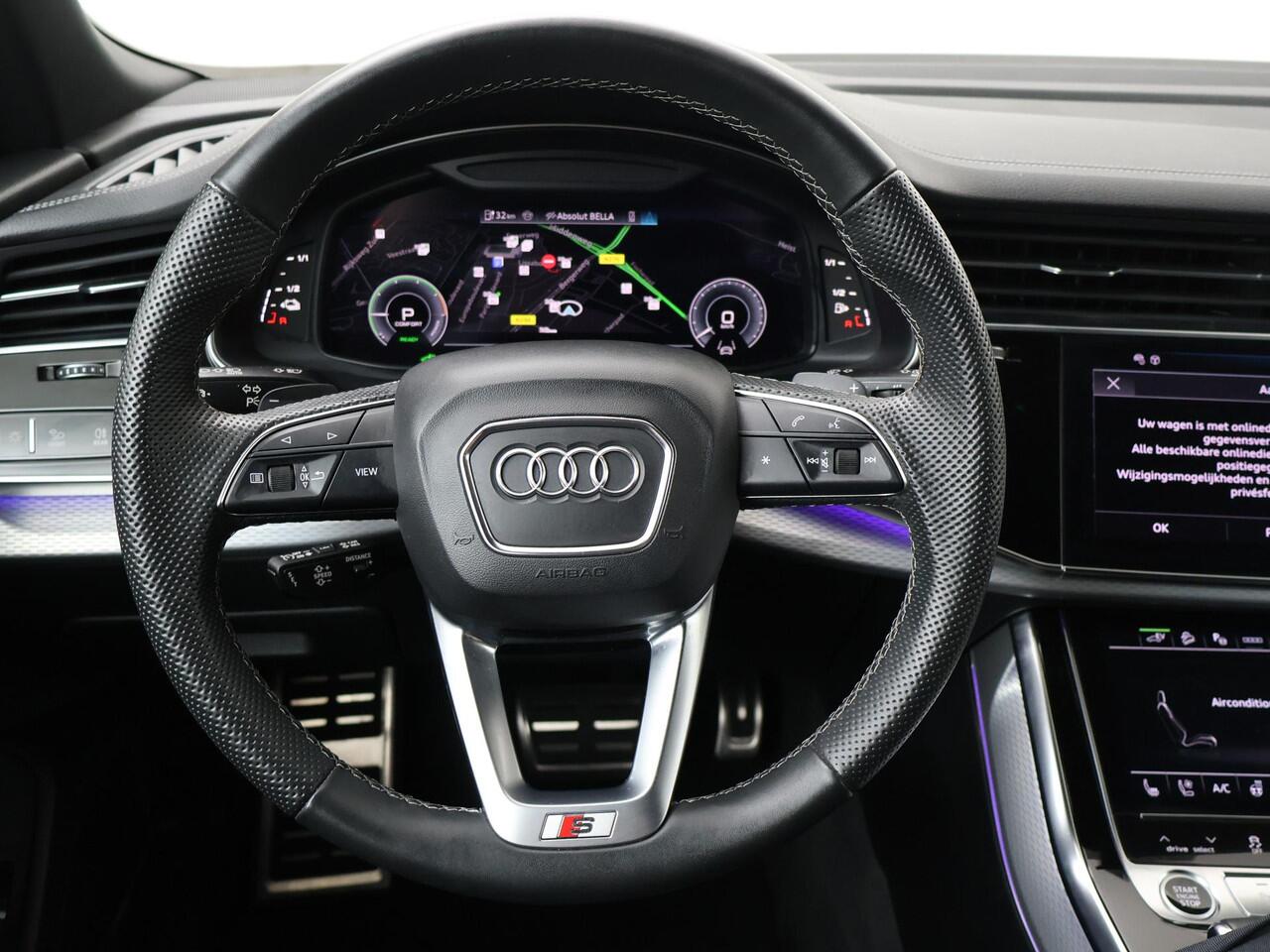 Audi Q8 60 TFSI e quattro Pro Line S Competition | 490 PK | SoH 100% | Trekhaak | Panoramadak | Head-Up display | Luxe lederen bekleding | 22" LM velgen | 360 graden camera |