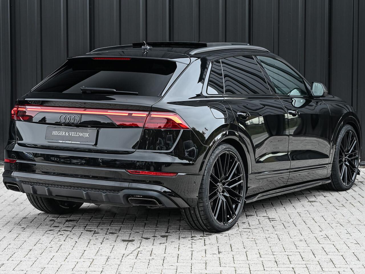 Audi Q8 55TFSI e QUATTRO PRO LINE S COMPETITION | S-SEATS | PANORAMADAK | 4 WIEL BESTURING | B&O SOUND | HEAD-UP | LUCHTVERING | DAB+ | SOFT-CLOSE | KEYLESS GO | ADAPTIVE CRUISE | 360 CAMERA | AMBIANCE INTERIEUR | TREKHAAK | BLACK-OPTIC