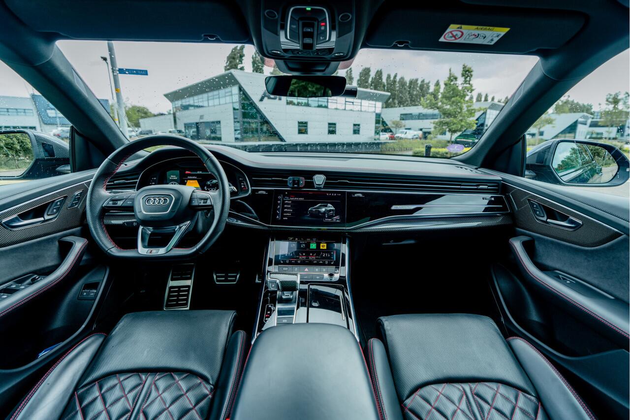 Audi Q8 55 TFSIe 465 pk quattro ABT Aero Pro Line S | ABT Power S 465pk | Panoramadak | Carbon exterieur pakket | Uitgebreid leder pakket | Rode stiksels | B&O premium | panorama dak | Matrix LED | massage | S-Sportstoelen