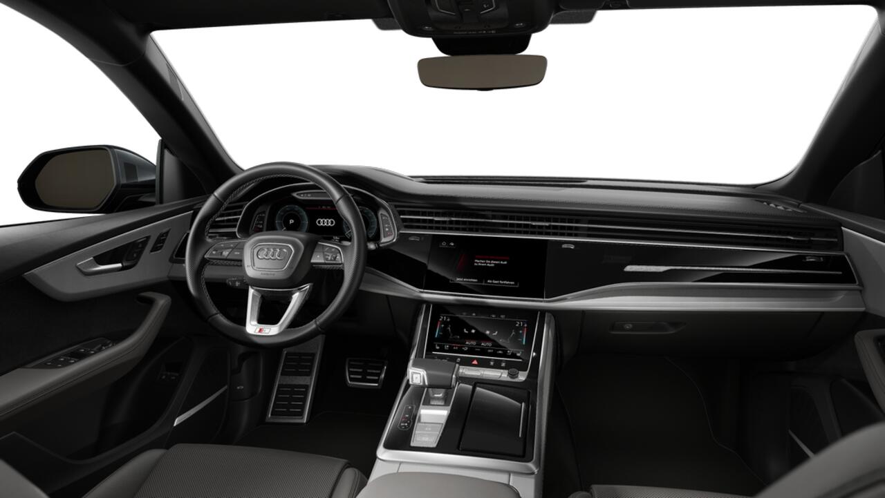 Audi Q8 55 TFSI e 394 Tiptronic Pro Line S Automaat | Vierwielbesturing | Glazen panoramadak | Optiekpakket zwart plus | Privacy glas (donker getint) | Sportstoelen plus voorin | Bang & Olufsen Premium 3D