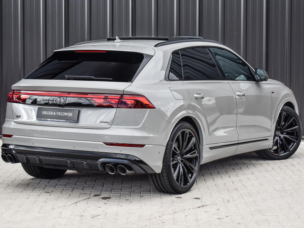 Audi Q8 60 TFSI e QUATTRO PRO LINE S COMPETITION | PANORAMADAK | BANG & OLUFSEN ADVANCED | S-SEATS | CARBON INLEG | HEAD-UP | 360 CAMERA | MEMORY SEATS | ADAPTIVE CRUISE | AMBIANCE INTERIEUR | SOFT-CLOSE | LEDEREN INTERIEUR DELEN | TREKHAAK