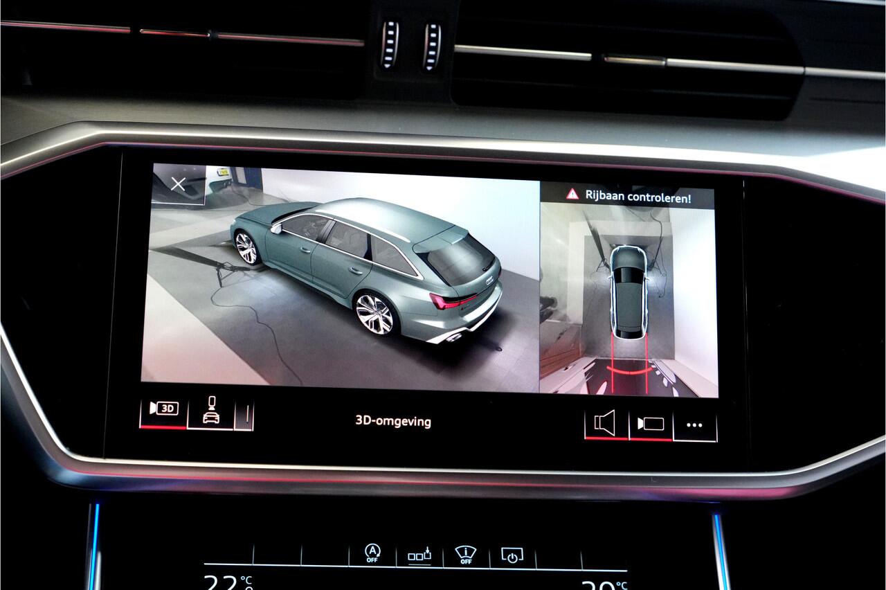 Audi RS6 Avant 4.0 TFSI 441kW/600pk Aut8 Quattro Performance LUCHTVERING + SOFTCLOSE + BANG&OLUFSEN + STANDKACHEL + 360 CAMERA + HEAD-UP + DUBBEL GLAS + ADAPT.CRUISE + LANE ASSIST + MATRIX LED + STOELVERWARMING&-VENTILATIE + HEAD-UP + EL.TREKHAAK + 22" LM-VELGEN!!