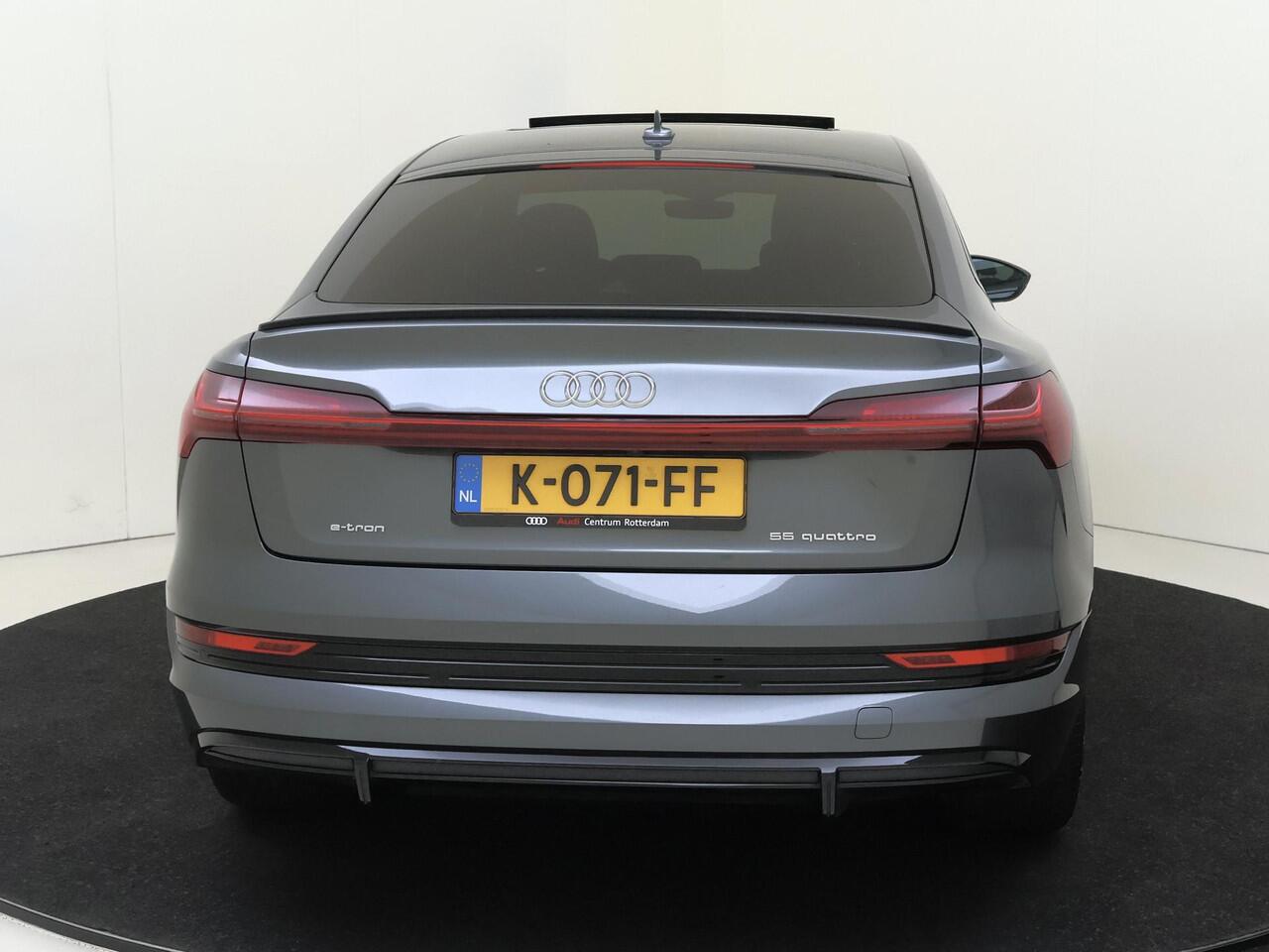Audi e-tron Sportback 55 quattro S edition 95 kWh | SoH 100% | Panoramadak | Luchtvering | 360 camera | Achteruitrijcamera | Adaptieve cruise control | Stoelverwarming | Dodehoek detectie |