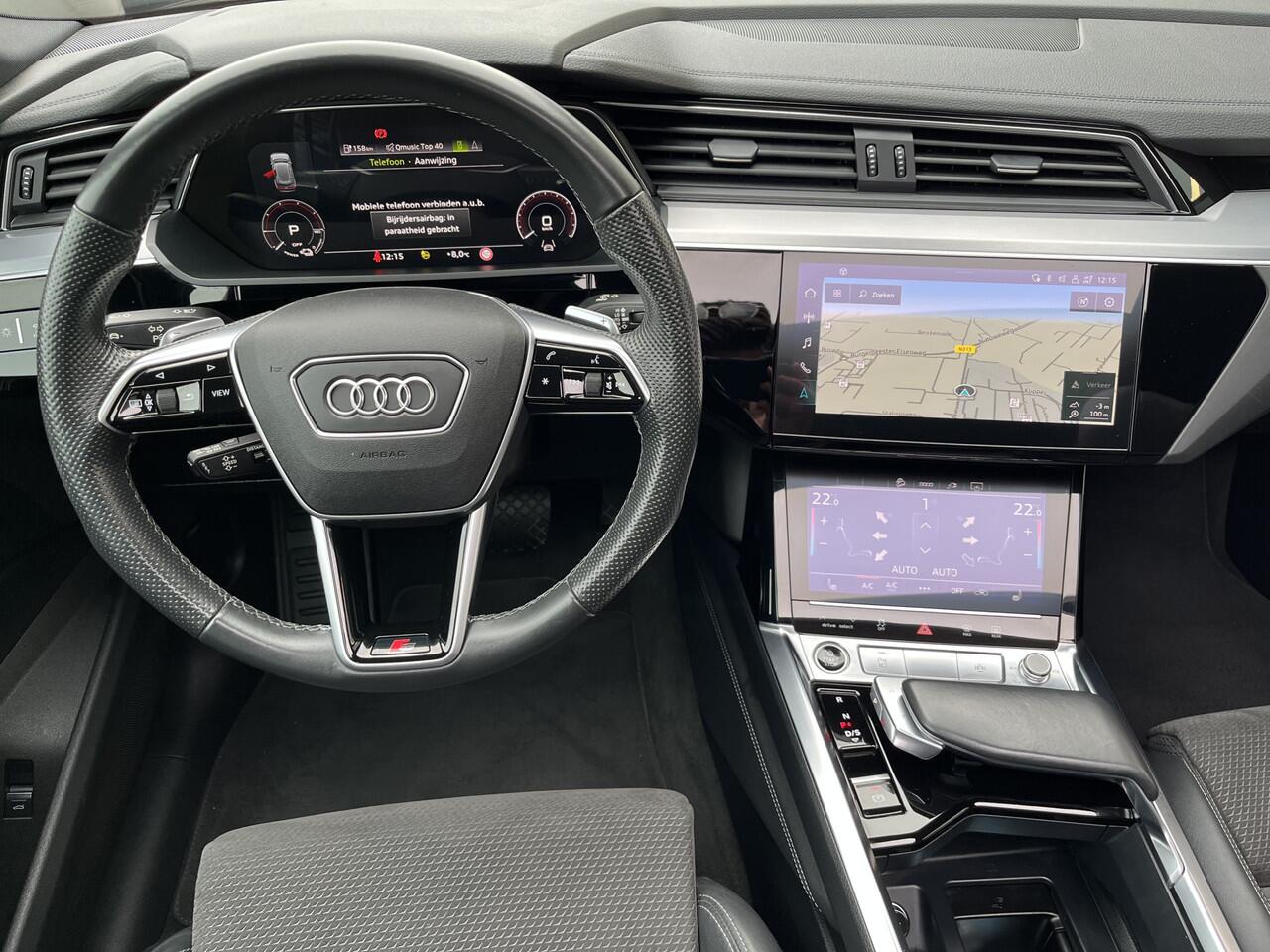 Audi e-tron 50 quattro edition 71 kWh / AUTOMAAT/ PANO / LUCHTVERING/ TREKHAAK/ SMARTPHONE INTERFACE/ ELEK. KLEP/ STOEL VERWARM./ PARK.SENSOR.V+A./ CAMERA V+A/ ACC/ KEYLESS/ DRIVE SELECT/ NAVI/ LED/ DAB/ CLIMA/ ISOFIX/ 20'' LMV