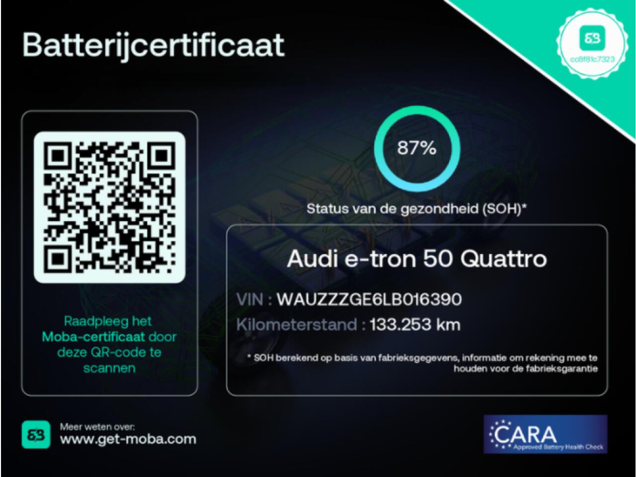 Audi e-tron 50 quattro Launch edition plus 71 kWh - Panorama, Carplay, Memory, Leer, Navi, Camera, Stoelverw. SOH 87%