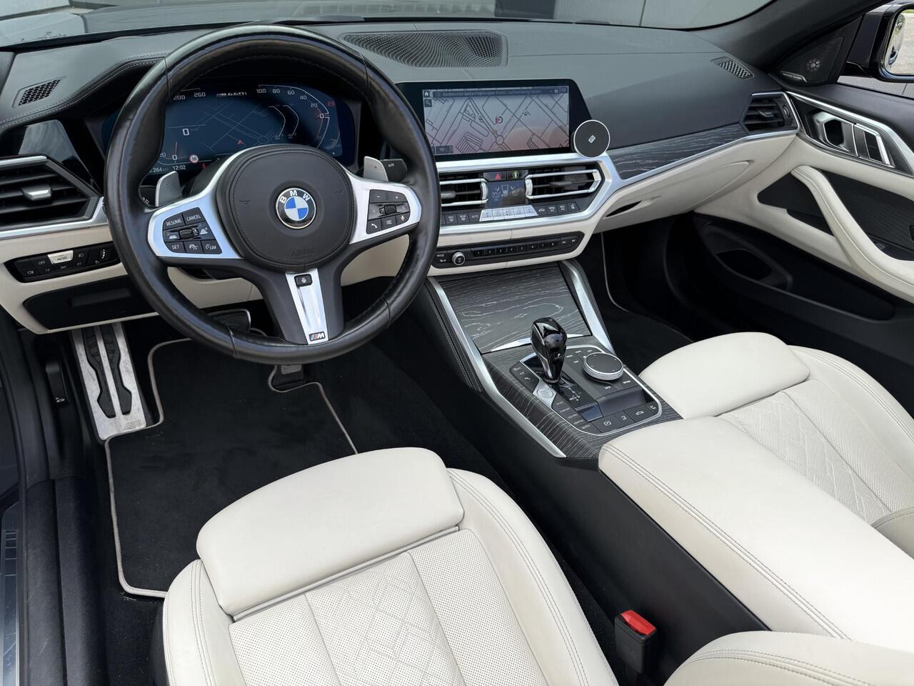 BMW 4-SERIE Cabrio M440i xDrive High Executive M Sport Pro NL-Auto NP. ¤121.000! | Trekhaak Uitklapbaar | Nekverwarming | 360° Camera | Individual Interieur | Head-Up Display | Rijklaarprijs!